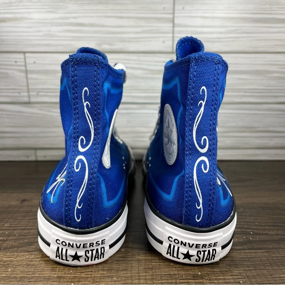 Converse High Top Sneakers in Bright Blue and White - Picture 8 of 10